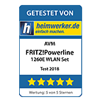 Beste Bewertung für das FRITZ!Powerline 1260E WLAN Set